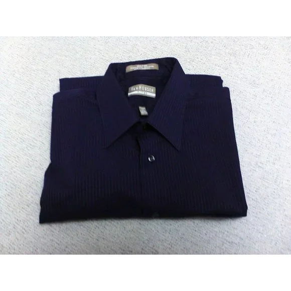 Van Heusen Men's Shirt Casual/Dress Long Sleeve Poly/Cotton Purple 15.5 (34/35) - Picture 15 of 16